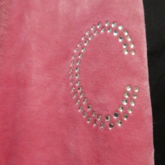BCBG MAX AZRIA | large | Y2K Extremely Soft Pink Velour Pants | Sequin Letters - Picture 10 of 16